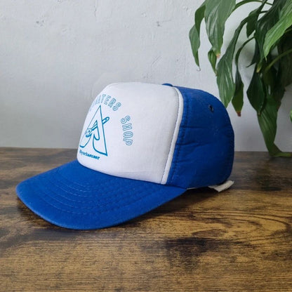 Vintage American Trucker Hat Snapback cap one size adjustable Weyerhaeuser blue white tool