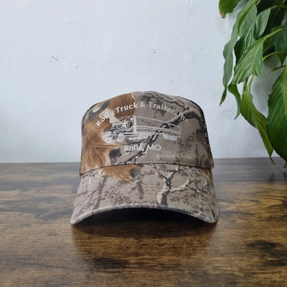 Vintage American Baseball Hat Snapback cap one size beige realtree camo truck & trailer