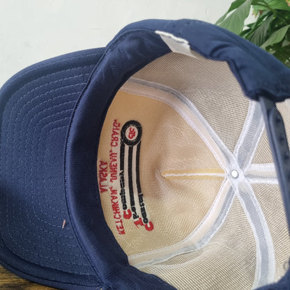 Vintage American Trucker Hat Snapback cap one size adjustable navy white Coastal
