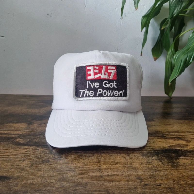 Vintage American Trucker Hat Snapback cap one size adjustable Yoshimura ive got the power white