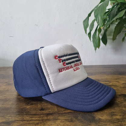 Vintage American Trucker Hat Snapback cap one size adjustable navy white Coastal