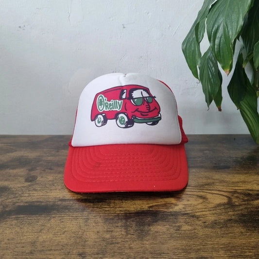 Vintage American Trucker Hat Snapback cap one size adjustable red white O'Reilly Auto Parts