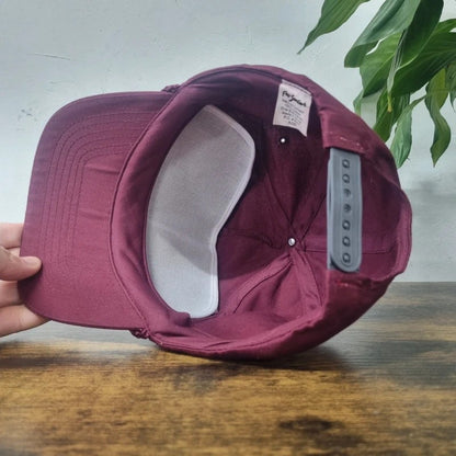 Vintage American Trucker Hat Snapback cap one size adjustable burgundy Dan's of big lake