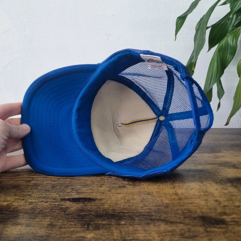 Vintage American Otto Trucker Hat snapback cap Beechcraft one size adjustable 90s royal blue