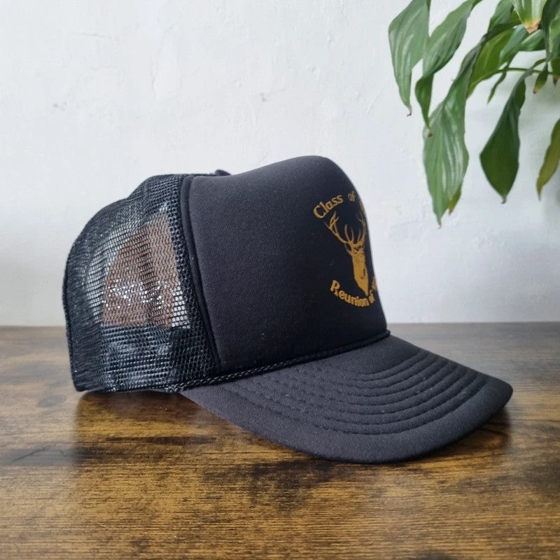 Vintage American Trucker Hat Snapback cap one size adjustable black class of 62 reunion