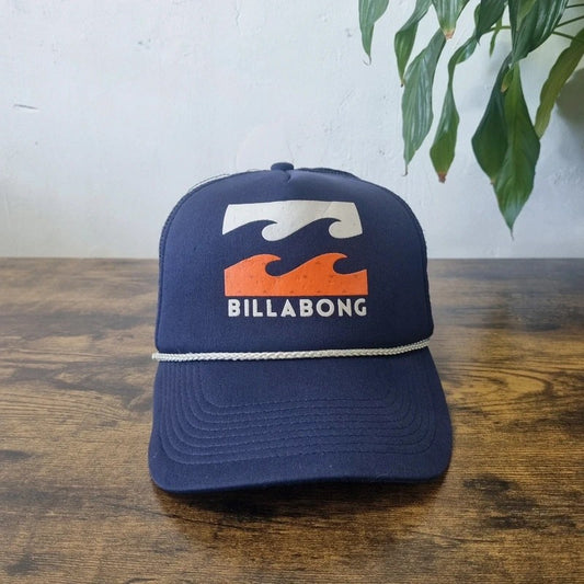 Vintage Billabong Trucker Hat Snapback cap one size adjustable navy