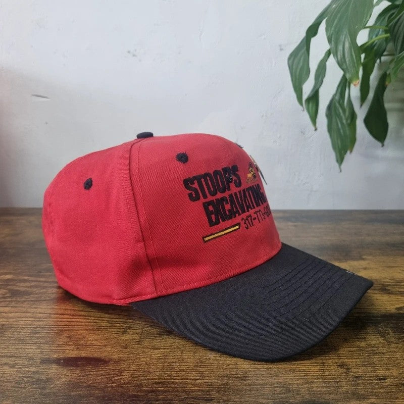 Vintage American Baseball Hat Snapback cap one size red excavating