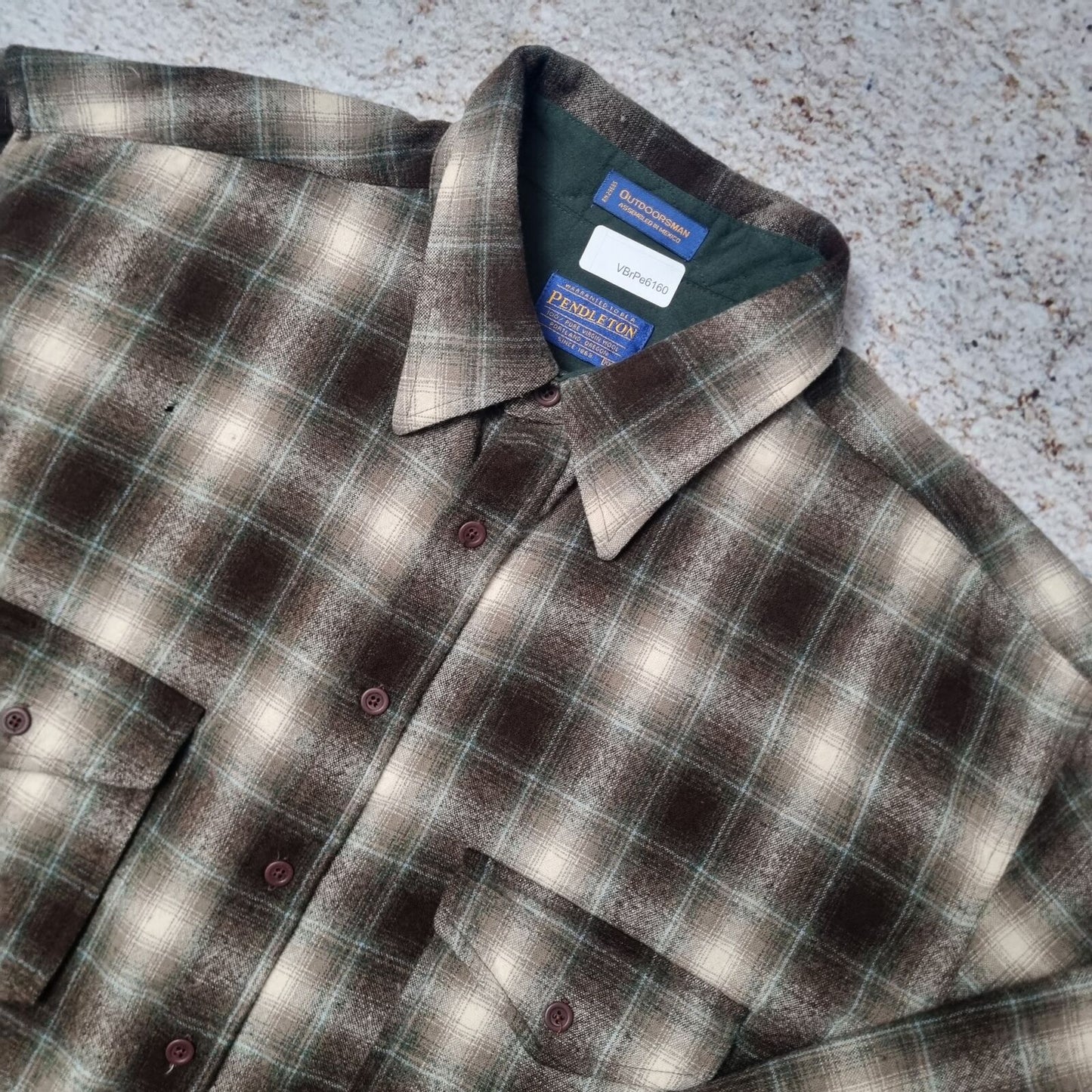 Pendleton Shirt Mens Checkered 100% Virgin Wool Flannel Button Up Brown Size XXL