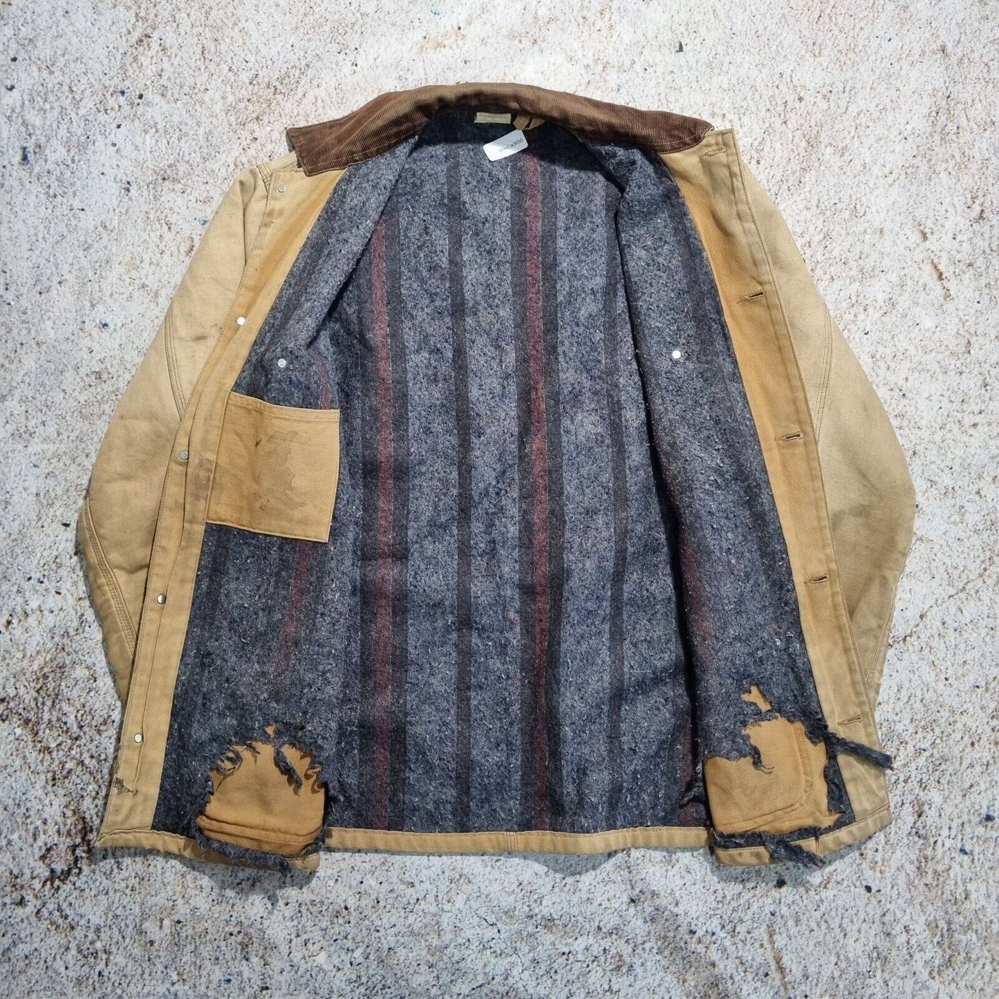 Carhartt Michigan Jacket Blanket Lined Beige Brown Men's Size 44 Tall Large