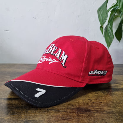 Vintage American Baseball Hat Snapback cap one size red Jim Beam racing