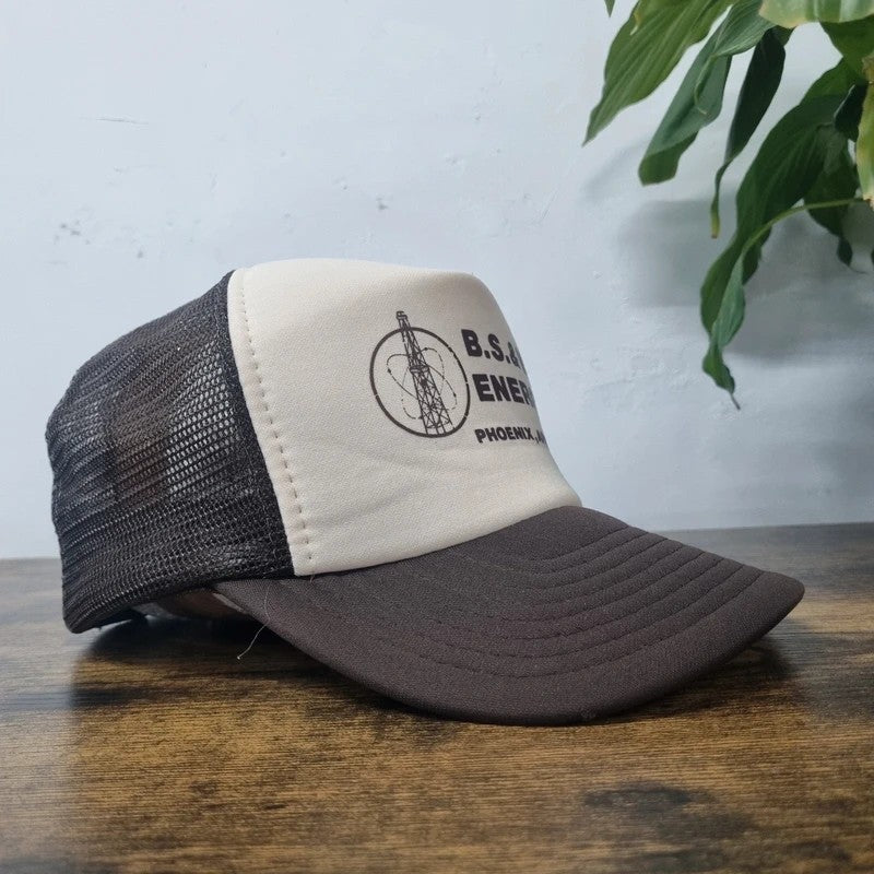 Vintage American Trucker Hat Snapback cap one size adjustable brown energy company arizona
