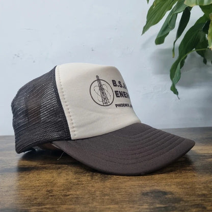 Vintage American Trucker Hat Snapback cap one size adjustable brown energy company arizona