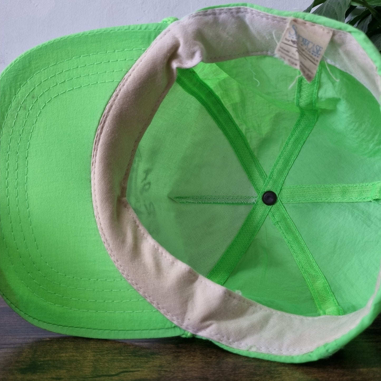 Vintage American Baseball Hat Snapback cap one size neon green dr jam restaurant