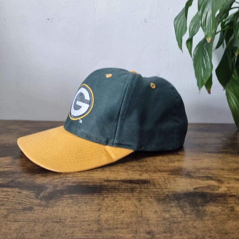 Vintage American Baseball Hat Snapback cap one size adjustable green yellow packers logo 7