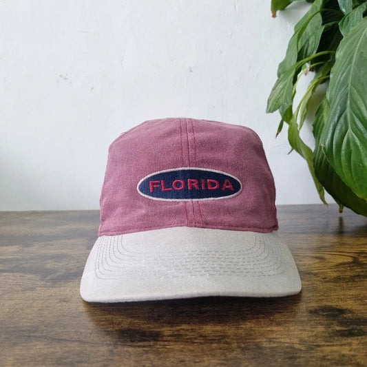 Vintage American Baseball Hat Snapback cap one size adjustable red grey Florida