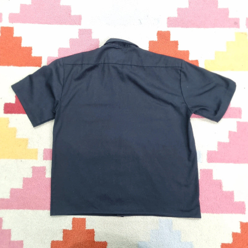 Vintage Dickies Boxy Fit Cropped Shirt Short Sleeve Medium plain Black Button Up Skater Y2K Surf