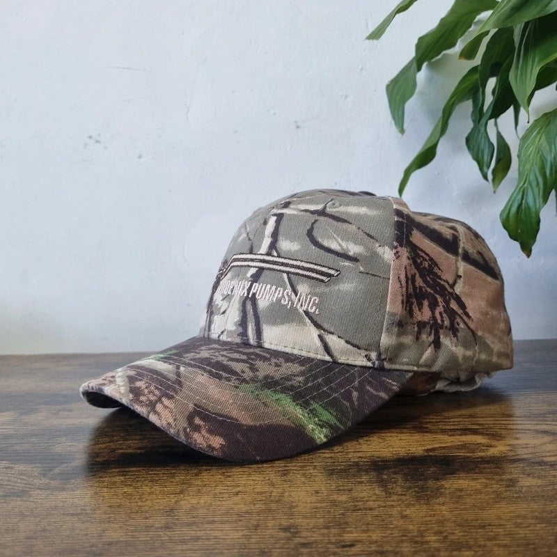 Vintage American Baseball Hat Snapback cap one size beige khaki realtree camo phoenix pumps