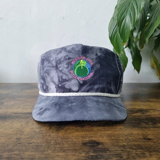 Vintage American Trucker Hat Snapback cap one size grey Butler National Western Open golf