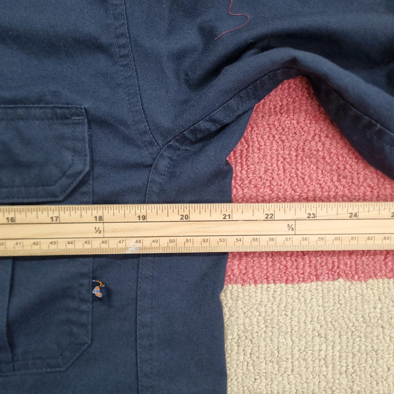 Vintage Dickies Boxy Fit Cropped Shirt long Sleeve Medium plain Blue Button Up Skater Y2K Surf