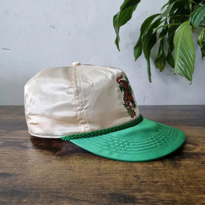 Vintage American Baseball Hat Snapback cap one size adjustable cream green tiger