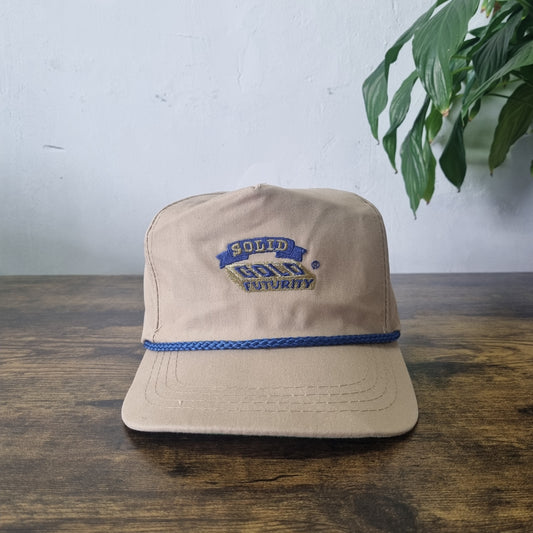 Vintage American Trucker Hat Snapback cap one size adjustable beige Solid Gold F