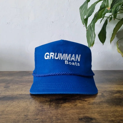 Vintage American Trucker Hat Snapback cap one size adjustable blue grumman boats