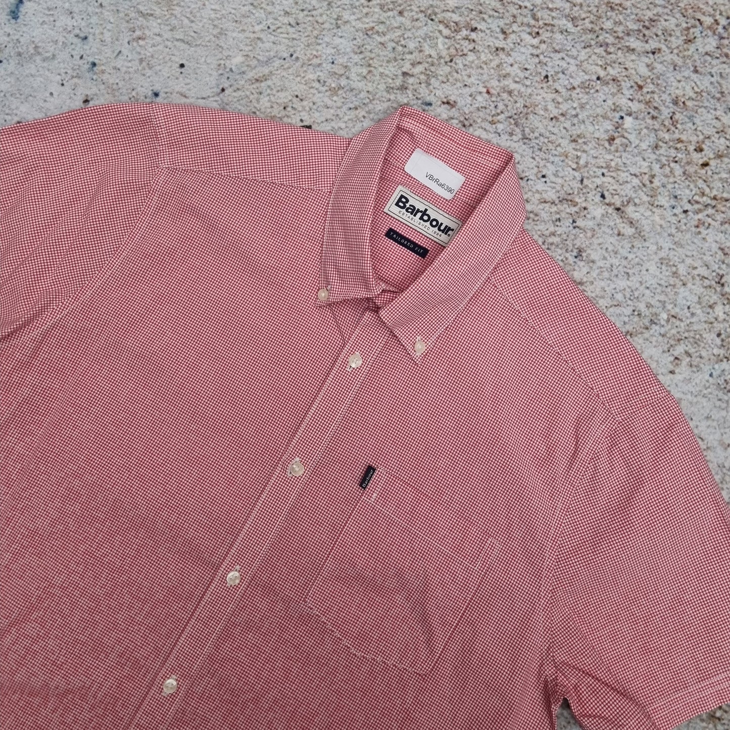 Barbour OXFORD SHIRT TAILORED FIT GINGHAM CHECK SHORT SLEEVE - Red - Size M