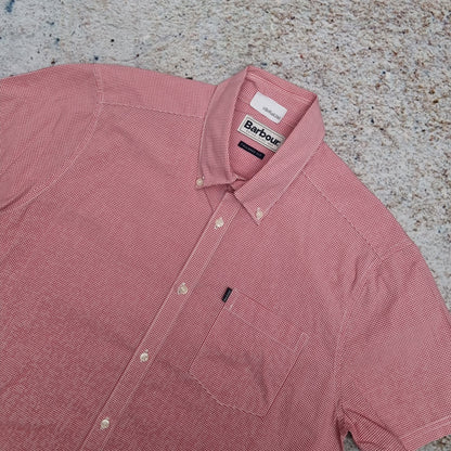 Barbour OXFORD SHIRT TAILORED FIT GINGHAM CHECK SHORT SLEEVE - Red - Size M