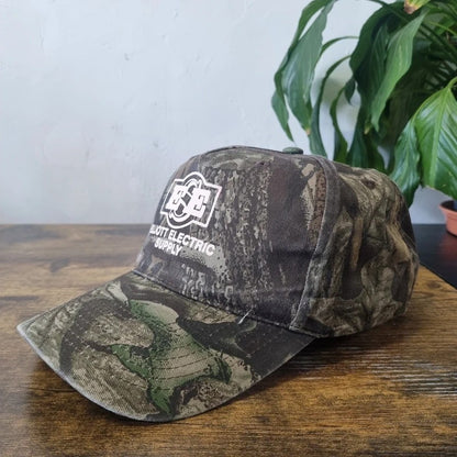 Vintage American Baseball Hat Snapback cap one size khaki green real tree camo elliot electric