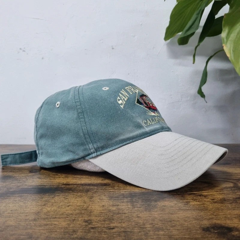Vintage American Baseball Hat Snapback cap one size green san Francisco tram