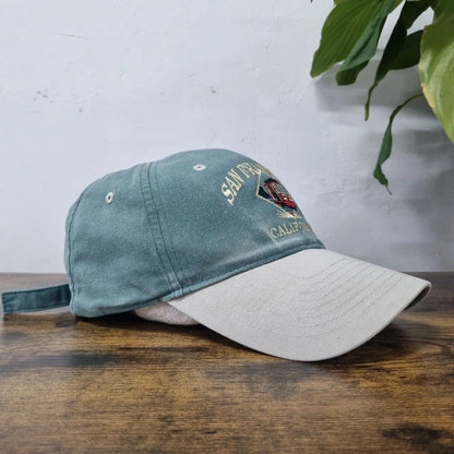 Vintage American Baseball Hat Snapback cap one size green san Francisco tram