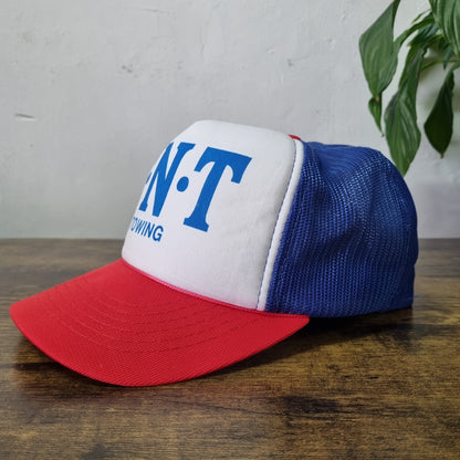 Vintage American Trucker Hat Snapback cap one size adjustable TNT Towing white