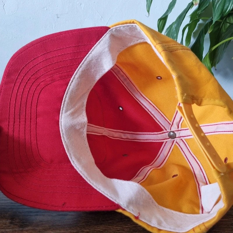 Vintage American Baseball Hat Snapback cap one size adjustable red yellow IGO