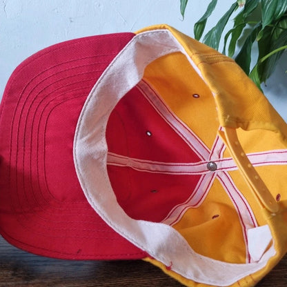 Vintage American Baseball Hat Snapback cap one size adjustable red yellow IGO