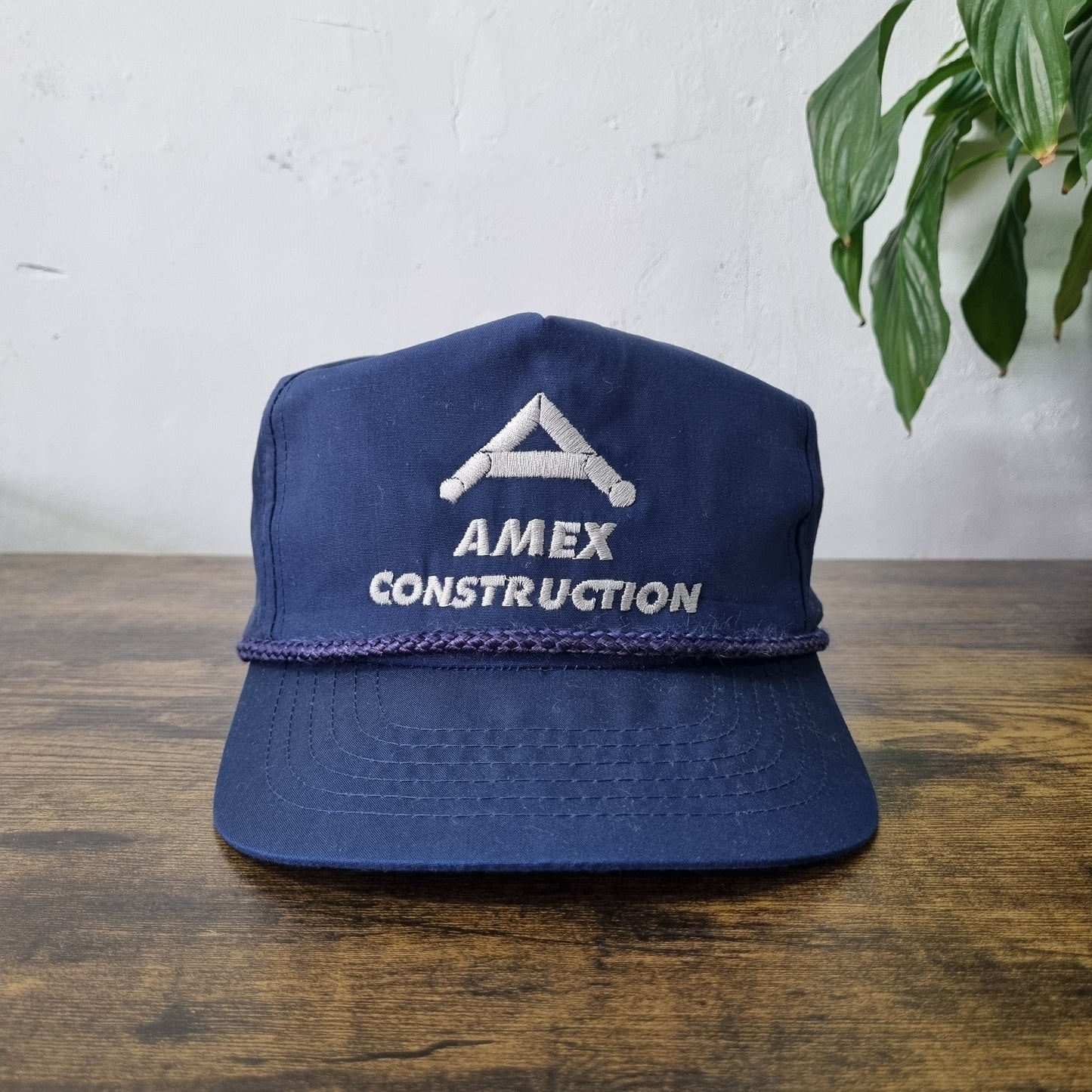 Vintage American Trucker Hat Snapback cap one size navy Amex Construction