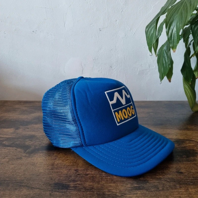 Vintage American Trucker Hat Snapback cap one size adjustable royal blue Moog automotive