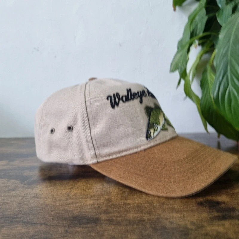 Vintage American Baseball Hat Snapback cap one size adjustable beige walley hunter fishing