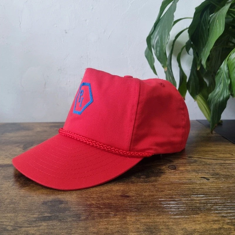 Vintage American Trucker Hat Snapback cap one size adjustable red PI