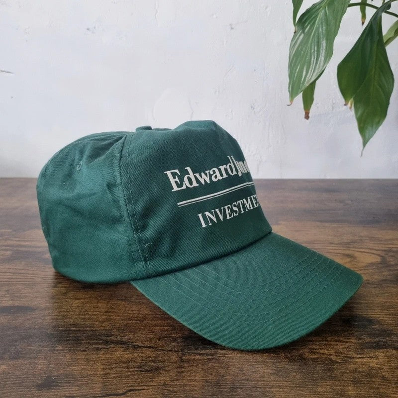 Vintage American Trucker Hat Snapback cap one size adjustable green Edward Jones investment