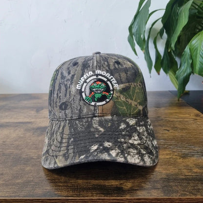 Vintage American Baseball Hat Snapback cap one size adjustable mossy oak camo muffin monster