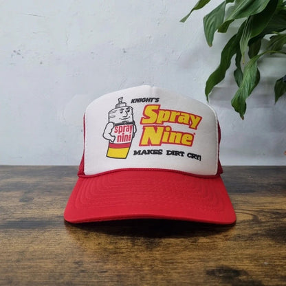 Vintage American Trucker Hat Snapback cap one size adjustable red white spray nine