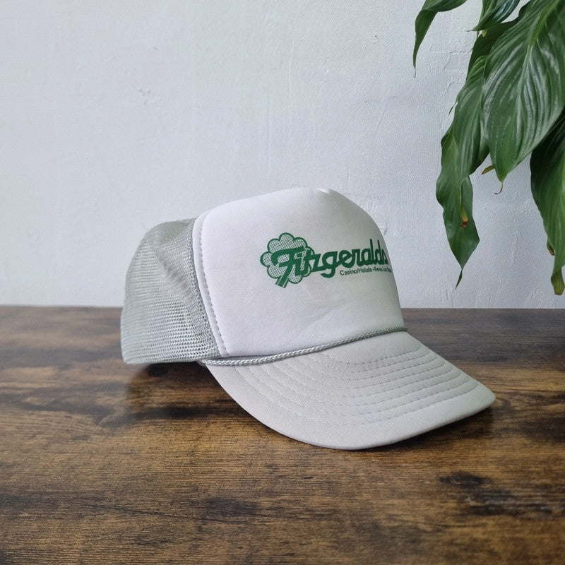 Vintage Trucker Hat snapback cap vintage Fitzgerald's Casino Hotel Las Vegas grey white one size