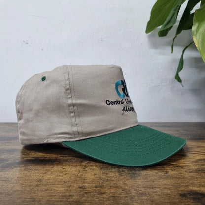 Vintage American Baseball Hat Snapback cap one size adjustable beige green central livestock