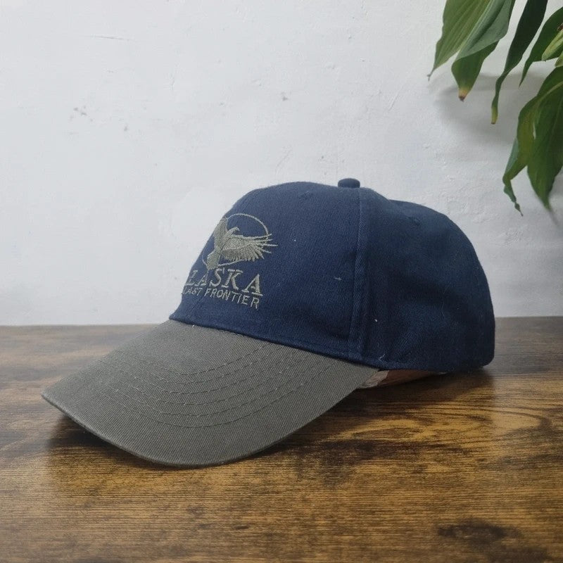 Vintage American Baseball Hat Snapback cap one size adjustable navy grey alaska eagle