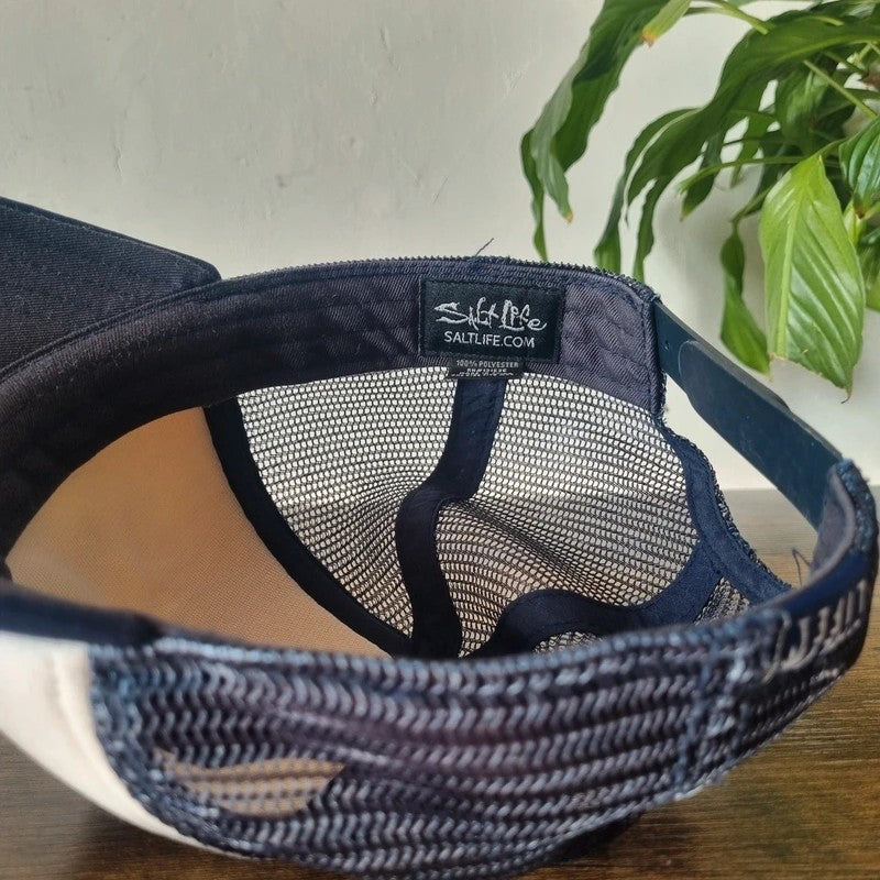 Salt life Baseball Hat Snapback cap one size adjustable navy white