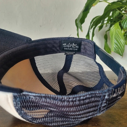 Salt life Baseball Hat Snapback cap one size adjustable navy white