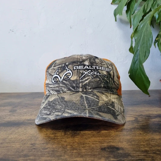 Vintage American Baseball Hat Snapback cap one size adjustable khaki orange realtree camo