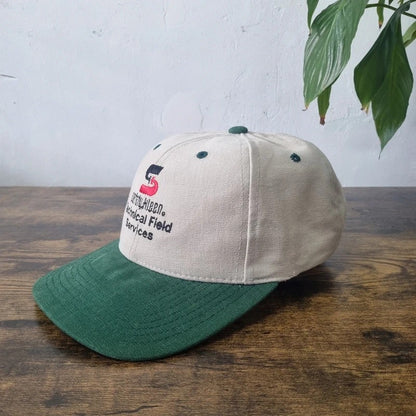 Vintage American Baseball Hat Snapback cap one size adjustable beige green Safety-Kleen