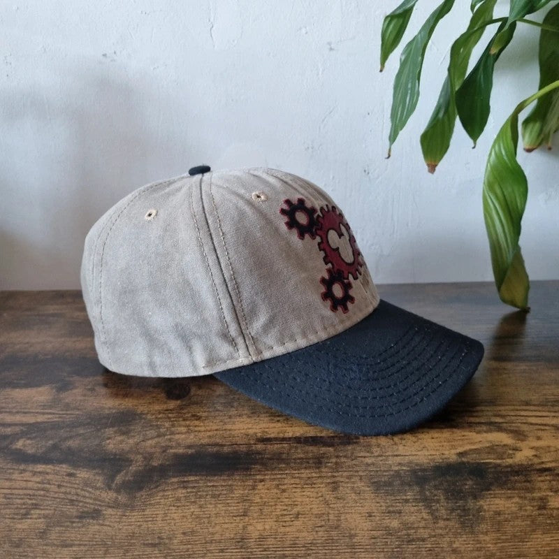 Vintage Mickey Baseball Hat Snapback cap one size adjustable beige black