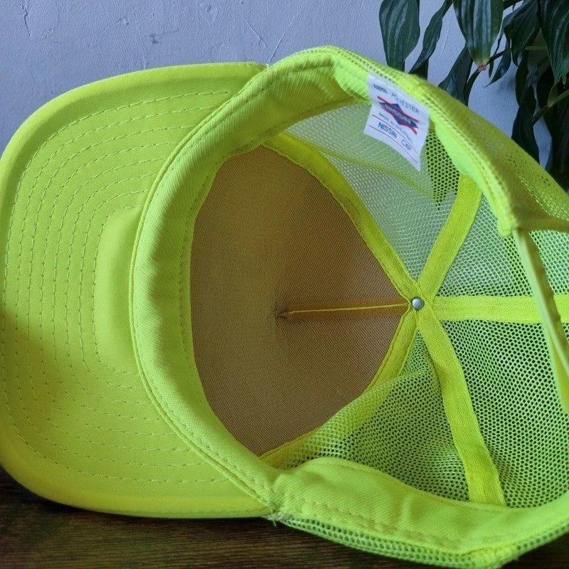 Vintage American Trucker Hat Snapback cap one size neon yellow tsmt Commitment to Excellence